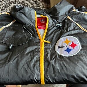 Used Pittsburgh Steelers NFL light jacket sz 8XL black yellow and white